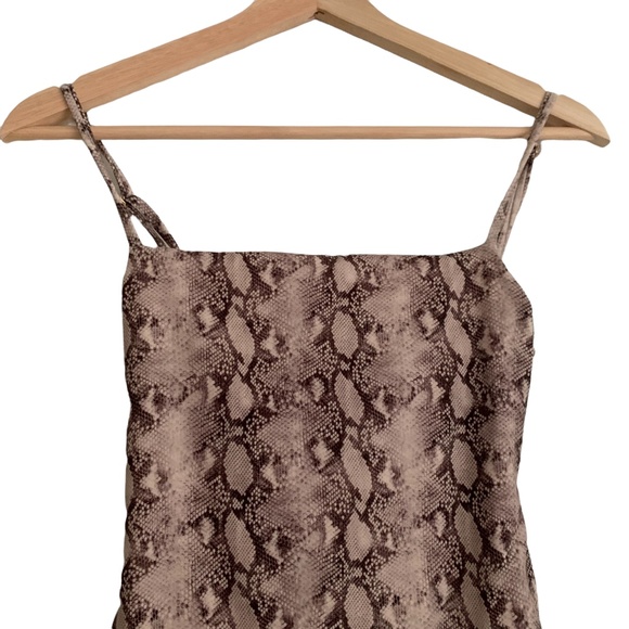 NWT Jonathan Simkhai Calla Apron Back One-Piece Bathing Suit Python Brown S - Picture 10 of 12